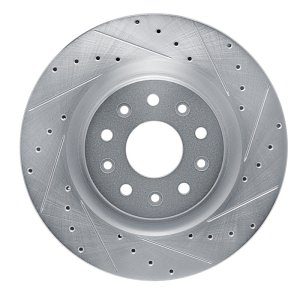 Chrysler Pacifica Brake Rotor (1) - Front Right - R1 Concepts - Drilled & Slotted - Silver - `20-`25